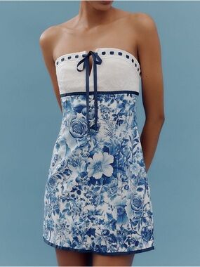 Strapless Tie-Front Mini Dress